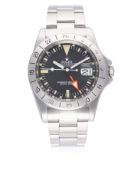 A RARE GENTLEMAN'S STAINLESS STEEL ROLEX OYSTER PERPETUAL DATE EXPLORER II 
