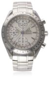 A GENTLEMAN'S STAINLESS STEEL OMEGA SPEEDMASTER AUTOMATIC TRIPLE CALENDAR CHRONOGRAPH BRACELET WATCH