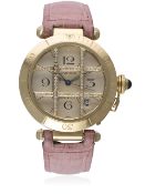 A LARGE SIZE 18K SOLID GOLD & DIAMOND CARTIER PASHA AUTOMATIC WRIST WATCH CIRCA 2000 D: Silver