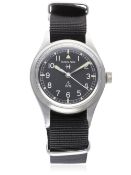 A GENTLEMAN'S STAINLESS STEEL KENYAN ARMY HAMILTON GENERAL SERVICE TROPICALIZED WRIST WATCH REF.