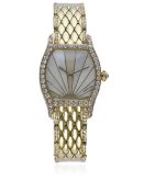 A FINE & RARE LADIES 18K SOLID GOLD & DIAMOND CARTIER TORTUE BRACELET WATCH CIRCA 2000 D: Mother
