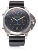 A GENTLEMAN'S TITANIUM PANERAI LUMINOR 1950 REGATTA FLYBACK CHRONOGRAPH WRIST WATCH DATED 2015,