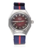 A GENTLEMAN'S STAINLESS STEEL ZENITH DEFY AUTOMATIC DIVERS WRIST WATCH CIRCA 1970  D: Red 