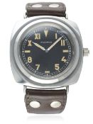 A RARE GENTLEMAN'S LARGE STAINLESS STEEL MOVADO WRIST WATCH CIRCA 1940s  D: Black 