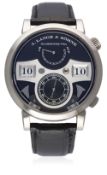 A FINE GENTLEMAN'S 18K SOLID WHITE GOLD A. LANGE & SÖHNE ZEITWERK STRIKING TIME WRIST WATCH DATED
