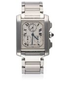 A GENTLEMAN'S STAINLESS STEEL CARTIER TANK FRANCAISE CHRONOGRAPH BRACELET WATCH CIRCA 2004, REF.