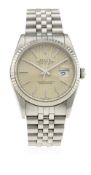 A GENTLEMAN'S STEEL & WHITE GOLD ROLEX OYSTER PERPETUAL DATEJUST BRACELET WATCH CIRCA 1990, REF.
