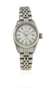 A LADIES STAINLESS STEEL ROLEX TUDOR PRINCESS OYSTERDATE SELF WINDING BRACELET WATCH CIRCA 1972,