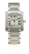 A GENTLEMAN'S STAINLESS STEEL CARTIER TANK FRANCAISE AUTOMATIC BRACELET WATCH CIRCA 2005, REF.