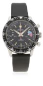 A GENTLEMAN’S STAINLESS STEEL CHRONOSPORT CHRONOGRAPH WRIST WATCH CIRCA 1970s  D: Black dial with
