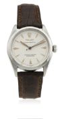 A GENTLEMAN'S STAINLESS STEEL ROLEX OYSTER PERPETUAL WRIST WATCH CIRCA 1953, REF. 6284 D: Silver 