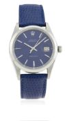A GENTLEMAN'S STAINLESS STEEL ROLEX OYSTERDATE PRECISION WRIST WATCH CIRCA 1969, REF. 6694 D: Blue