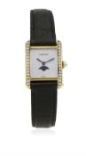 A LADIES 18K SOLID GOLD & DIAMOND CARTIER PARIS TANK MOONPHASE QUARTZ WRIST WATCH CIRCA 1970s D: