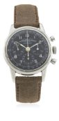 A RARE GENTLEMAN'S STAINLESS STEEL WAKMANN AOPA PILOTS CHRONOGRAPH WRIST WATCH CIRCA 1961 D: Black