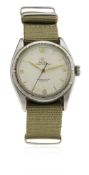 A GENTLEMAN'S STAINLESS STEEL ROLEX OYSTER PERPETUAL WRIST WATCH CIRCA 1951, REF. 6085  D: Silver