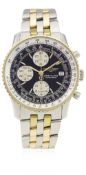 A GENTLEMAN'S STEEL & GOLD BREITLING NAVITIMER CHRONOGRAPH BRACELET WATCH CIRCA 1990s, REF. D13022