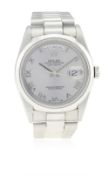 A FINE GENTLEMAN'S PLATINUM ROLEX OYSTER PERPETUAL DAY DATE BRACELET WATCH CIRCA 1991, REF. 18346 D: