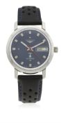 A GENTLEMAN'S STAINLESS STEEL LONGINES ULTRONIC WRIST WATCH CIRCA 1970s, REF. 8626-1  D: Blue dial