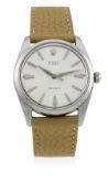 A RARE GENTLEMAN'S LARGE SIZE STAINLESS STEEL ROLEX OYSTER PRECISION WRIST WATCH CIRCA 1954, REF.