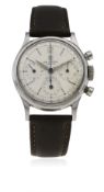 A RARE GENTLEMAN'S STAINLESS STEEL UNIVERSAL GENEVE COMPAX CHRONOGRAPH WRIST WATCH CIRCA 1950s, REF.