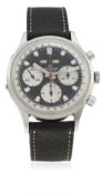 A RARE GENTLEMAN’S LARGE SIZE STAINLESS STEEL WAKMANN TRIPLE CALENDAR CHRONOGRAPH WRIST WATCH