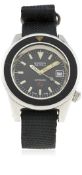 A RARE GENTLEMAN'S STAINLESS STEEL BLANCPAIN FIFTY FATHOMS GERMAN MILITARY BUND DIVERS WRIST WATCH