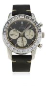 A RARE GENTLEMAN'S STAINLESS STEEL ENICAR JET GRAPH GMT CHRONOGRAPH WRIST WATCH CIRCA 1969, REF.