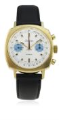 A GENTLEMAN'S GOLD PLATED EXACTUS CHRONOGRAPH WRIST WATCH CIRCA 1970, REF. 1008 D: Silver dial
