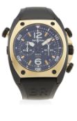 A GENTLEMAN'S CARBON & ROSE GOLD BELL & ROSS BR02-94 AUTOMATIC CHRONOGRAPH WRIST WATCH CIRCA 2010 D: