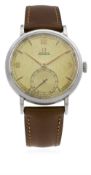 A RARE GENTLEMAN'S LARGE SIZE STAINLESS STEEL OMEGA CHRONOMETRE WRIST WATCH DATED 1944, REF. CK 2366
