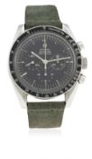 A RARE GENTLEMAN'S STAINLESS STEEL OMEGA SPEEDMASTER PROFESSIONAL CHRONOGRAPH WRIST WATCH CIRCA
