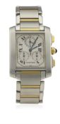 A GENTLEMAN'S STEEL & GOLD CARTIER TANK FRANCAISE CHRONOGRAPH BRACELET WATCH CIRCA 2005, REF. 2303