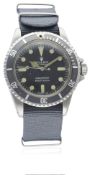 A GENTLEMAN'S STAINLESS STEEL ROLEX OYSTER PERPETUAL SUBMARINER WRIST WATCH CIRCA 1966, REF. 5513