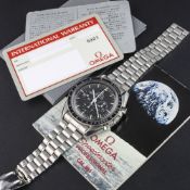 A RARE GENTLEMAN'S STAINLESS STEEL OMEGA SPEEDMASTER PROFESSIONAL CHRONOGRAPH BRACELET WATCH CIRCA