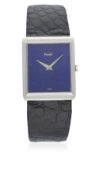 A GENTLEMAN'S 18K SOLID WHITE GOLD PIAGET WRIST WATCH CIRCA 1971, REF. 9152 D: Lapis lazuli dial
