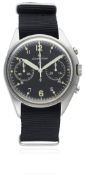 A GENTLEMAN'S STAINLESS STEEL BRITISH MILITARY HAMILTON RAF PILOTS CHRONOGRAPH WRIST WATCH DATED