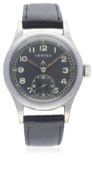 A GENTLEMAN'S BRITISH MILITARY VERTEX W.W.W. WRIST WATCH CIRCA 1940s D: Black dial with Arabic