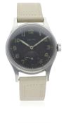 A GENTLEMAN'S STAINLESS STEEL GERMAN MILITARY ZENITH WRIST WATCH CIRCA 1942 D: Black dial with