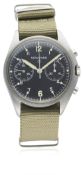 A RARE GENTLEMAN'S STAINLESS STEEL BRITISH MILITARY NEWMARK RAF PILOTS CHRONOGRAPH WRIST WATCH DATED