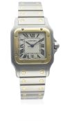 A GENTLEMAN'S STEEL & GOLD CARTIER SANTOS GALBEE BRACELET WATCH CIRCA 1990s, REF. 187901 WITH
