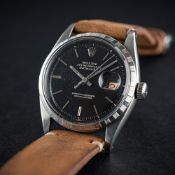 A RARE GENTLEMAN'S STAINLESS STEEL ROLEX OYSTER PERPETUAL DATEJUST WRIST WATCH CIRCA 1960, REF. 6605