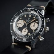 A RARE GENTLEMAN'S STAINLESS STEEL ZODIAC SEA-CHRON DIVERS CHRONOGRAPH WRIST WATCH CIRCA 1960s D: