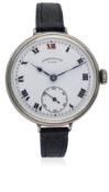 A GENTLEMAN'S LARGE SIZE SOLID SILVER CYMA CHRONOMETRE WRIST WATCH CIRCA 1915 D: White enamel dial