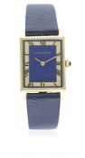 A GENTLEMAN'S 18K SOLID GOLD JAEGER LECOULTRE RECTANGULAR WRIST WATCH CIRCA 1970 D: 