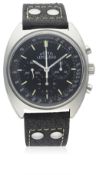 A RARE GENTLEMAN'S STAINLESS STEEL LEMANIA NERO CHRONOGRAPH WRIST WATCH CIRCA 1970, ISSUED TO AN