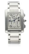 A GENTLEMAN'S STAINLESS STEEL CARTIER TANK FRANCAISE CHRONOGRAPH BRACELET WATCH CIRCA 2004, REF.