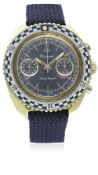 A GENTLEMAN'S GOLD PLATED LUCIEN PICCARD LUCCARD CHRONOGRAPH WRIST WATCH CIRCA 1970 WITH 