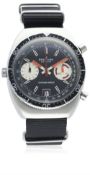 A GENTLEMAN'S BREITLING CHRONO MATIC CHRONOGRAPH WRIST WATCH CIRCA 1970s, REF. 2112 D: Black dial