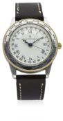 A GENTLEMAN'S STEEL & GOLD GIRARD PERREGAUX WORLD TIME WRIST WATCH CIRCA 1990s, REF. 1010 WITH