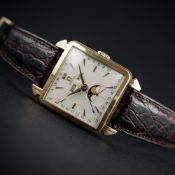 A RARE GENTLEMAN'S 18K SOLID GOLD OMEGA COSMIC MOONPHASE TRIPLE CALENDAR WRIST WATCH CIRCA 1951 D: